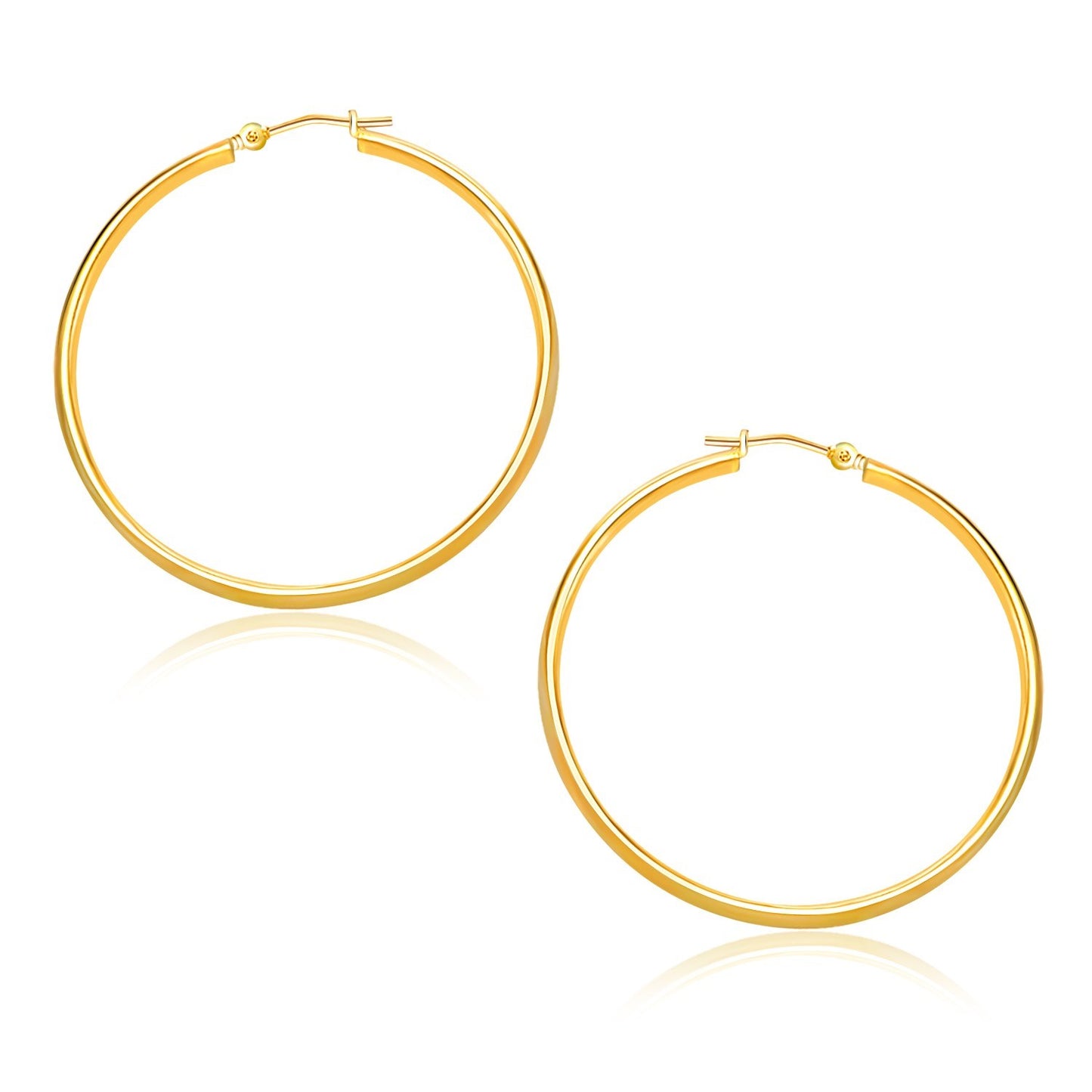 10k Yellow Gold Polished Hoop Earrings (1.5x30mm)Monde Trend