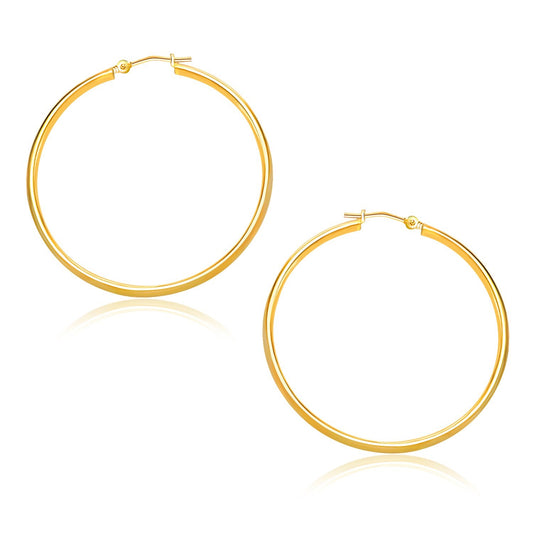 10k Yellow Gold Polished Hoop Earrings (1.5x30mm)Monde Trend