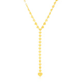 14k Yellow Gold Mirrored Heart Chain Lariat Necklace RCJ