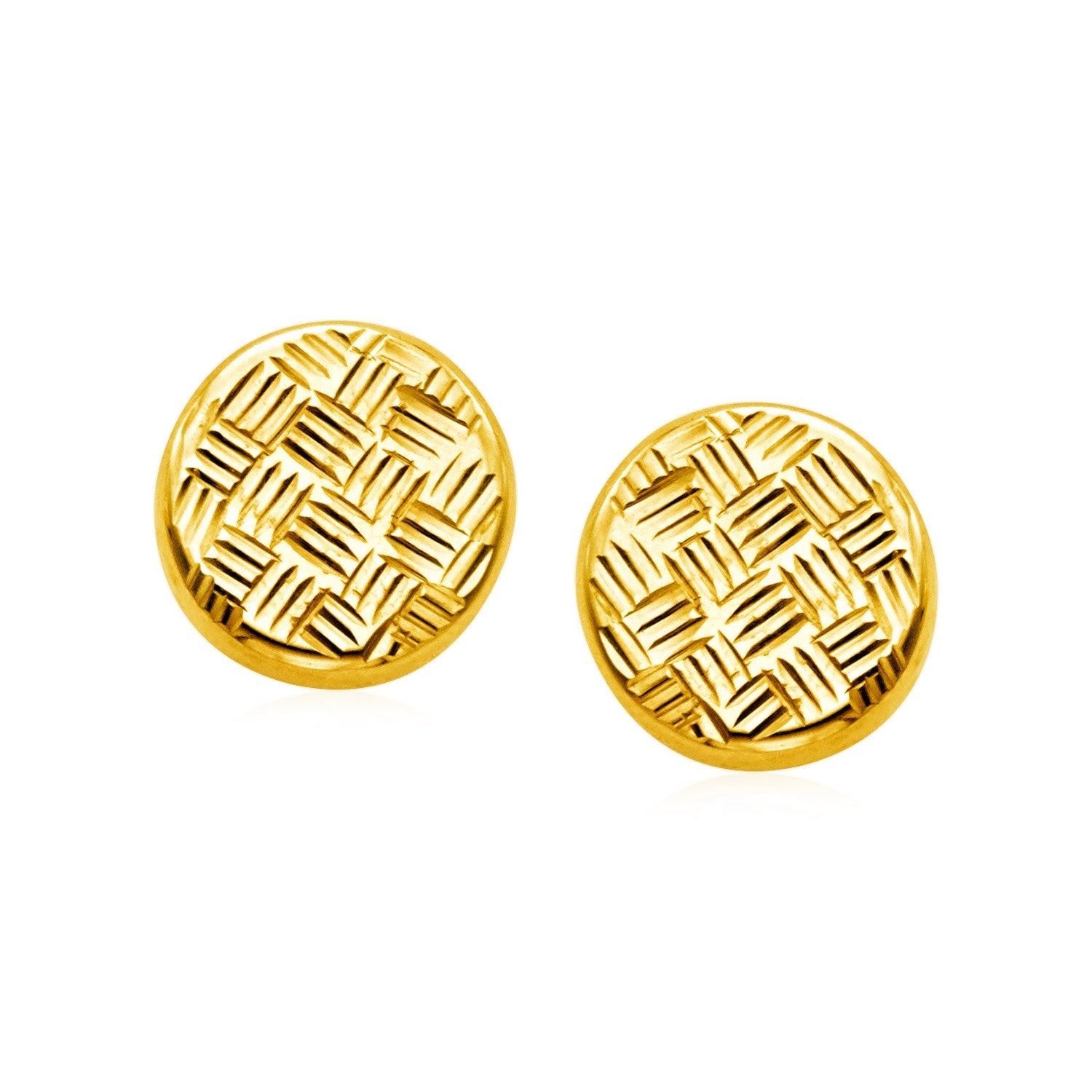 14k Yellow Gold Post Earrings with Textured Circles RCJ