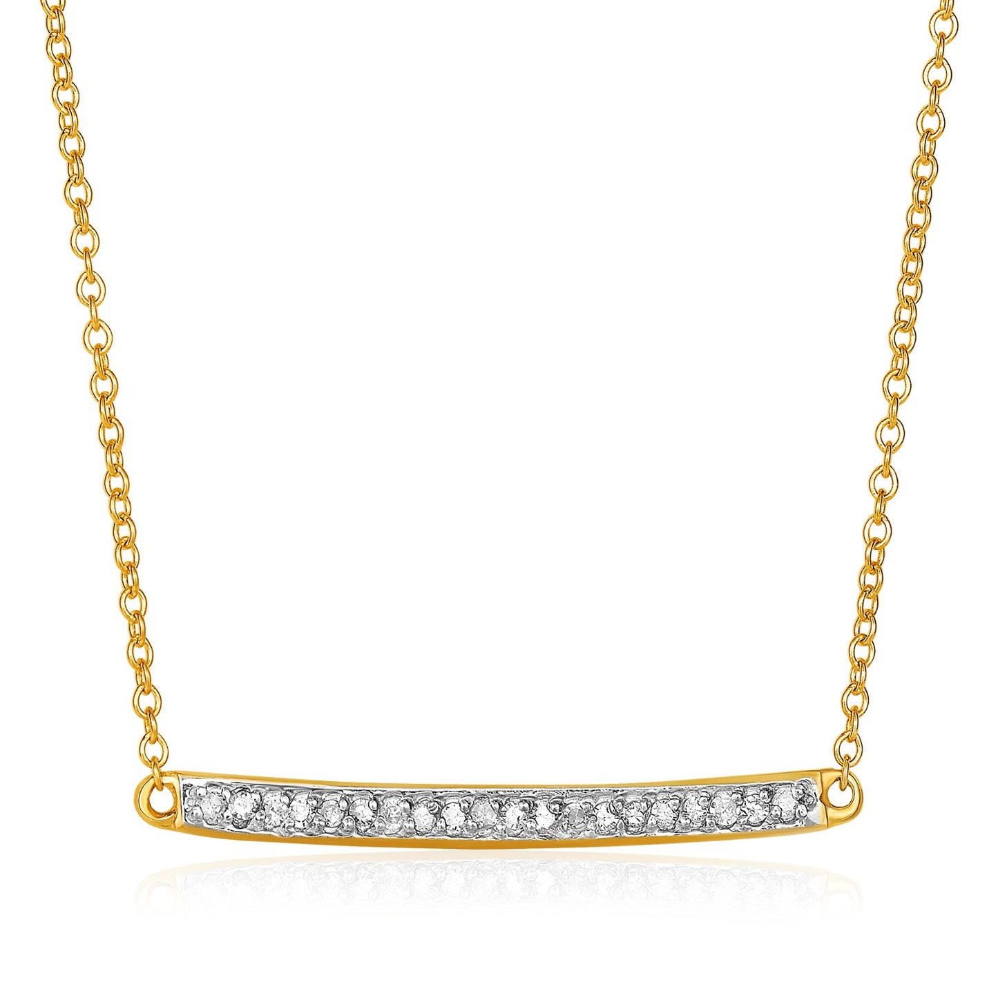 14k Yellow Gold Necklace with Gold and Diamond Bar (1/10 cttw) RCJ