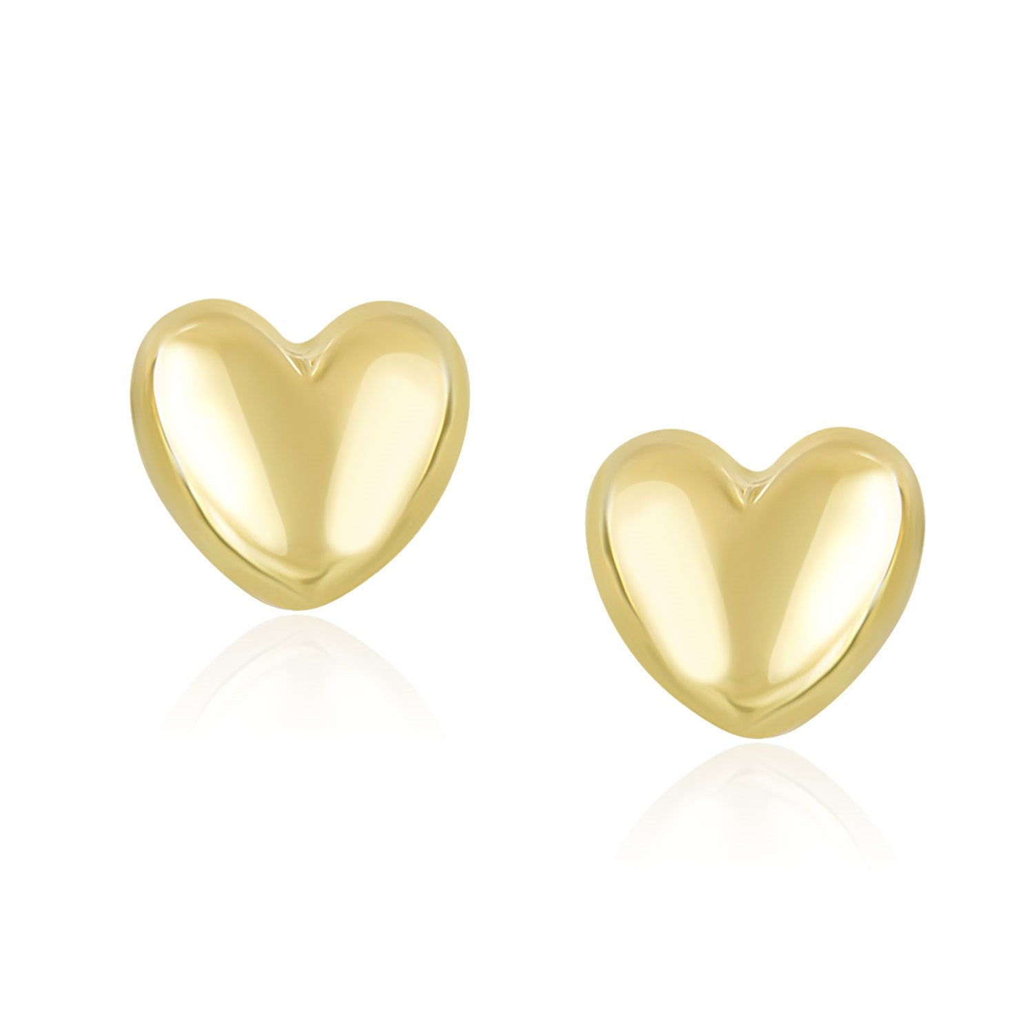 14k Yellow Gold Puffed Heart Shape Shiny Earrings RCJ