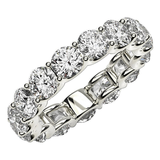 Round Cut Lab Grown Diamond Eternity Ring in 14k White Gold (5 cttw FG/VS2) RCJ