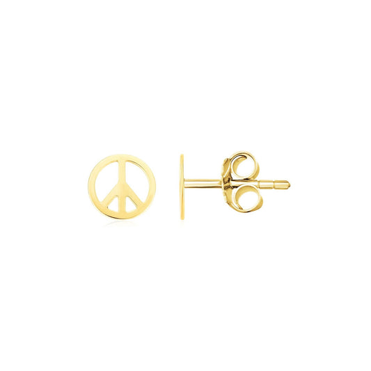 14k Yellow Gold Post Earrings with Peace Signs(6.9mm) RCJ