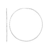 Sterling Silver Large Textured Round Hoop Earrings(1.6x60mm) RCJ