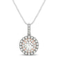 Round Shape Halo Diamond Pendant in 14k White and Rose Gold (1/2 cttw) RCJ