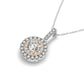 Round Shape Halo Diamond Pendant in 14k White and Rose Gold (1/2 cttw) RCJ