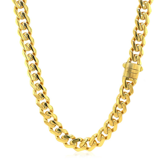 14k Yellow Gold Polished Miami Cuban Chain Necklace RCJ