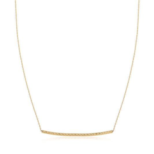 14k Yellow Gold Thin Textured Bar Necklace RCJ