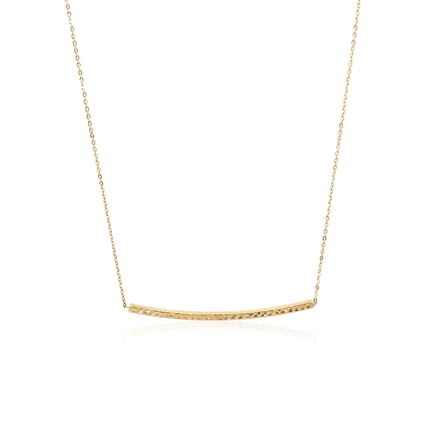 14k Yellow Gold Thin Textured Bar Necklace RCJ