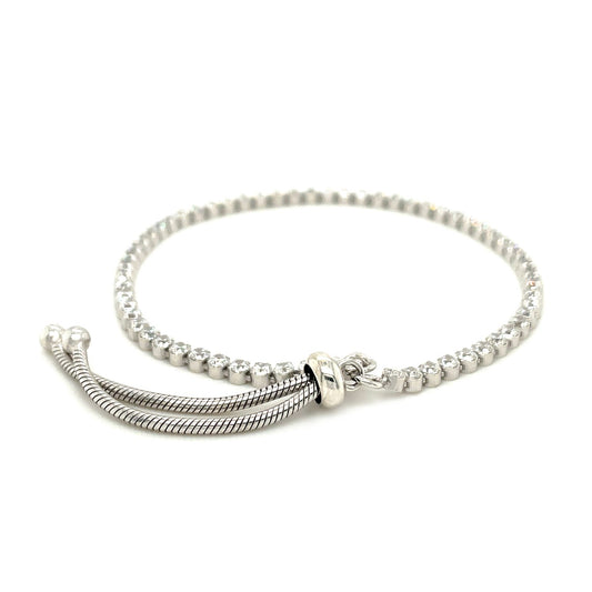 Adjustable Tennis Style Bracelet with Cubic Zirconia in Sterling Silver (4.00 mm) RCJ