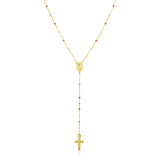 14k Tri Color Gold Lariat Rosary NecklaceMonde Trend