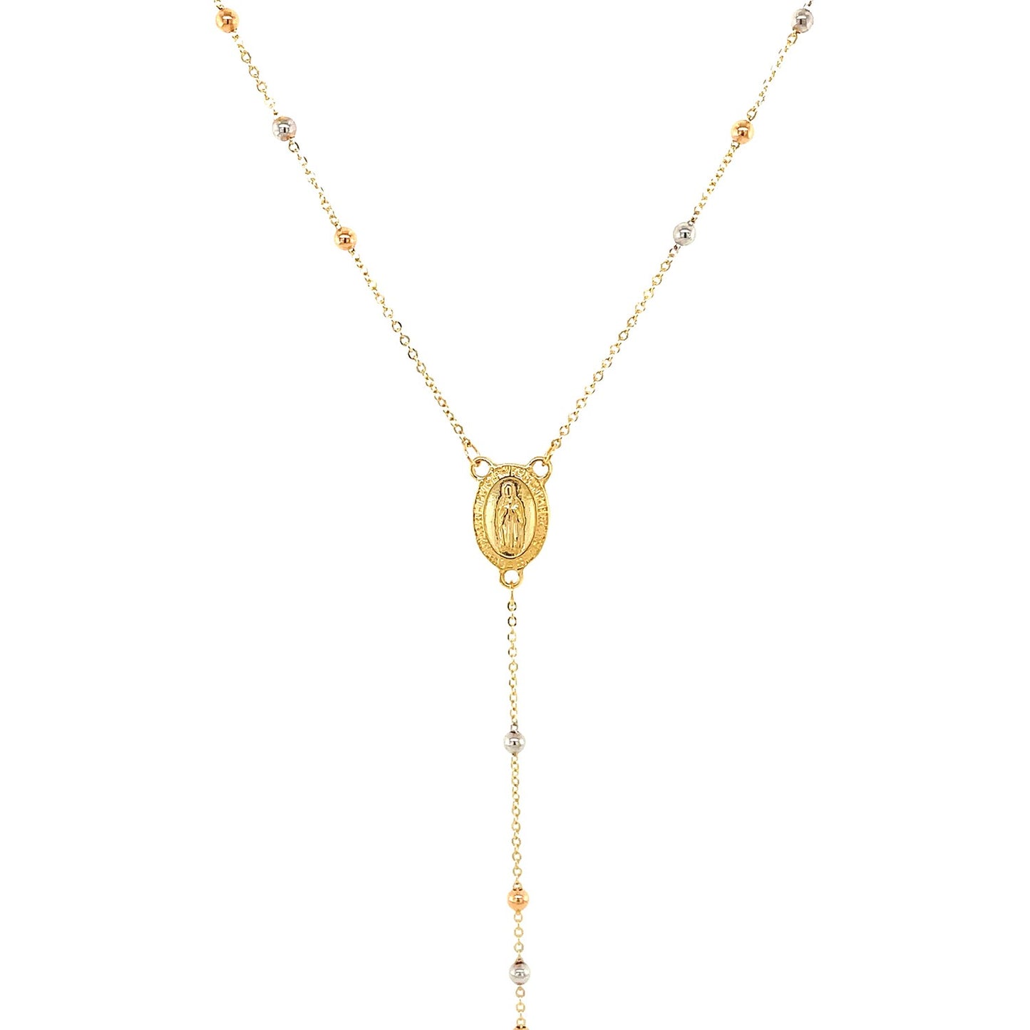 14k Tri Color Gold Lariat Rosary NecklaceMonde Trend