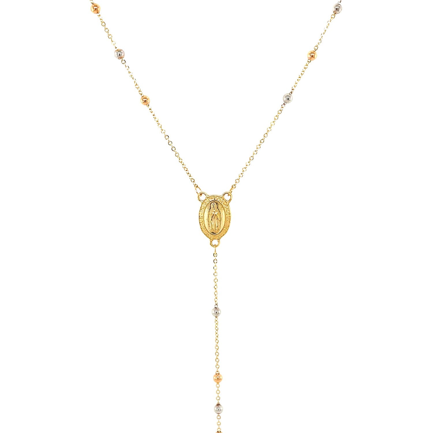 14k Tri Color Gold Lariat Rosary NecklaceMonde Trend