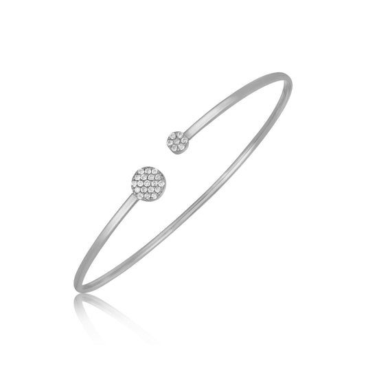 14k White Gold High Polish Diamond Cluster Bangle (2.00 mm)Monde Trend