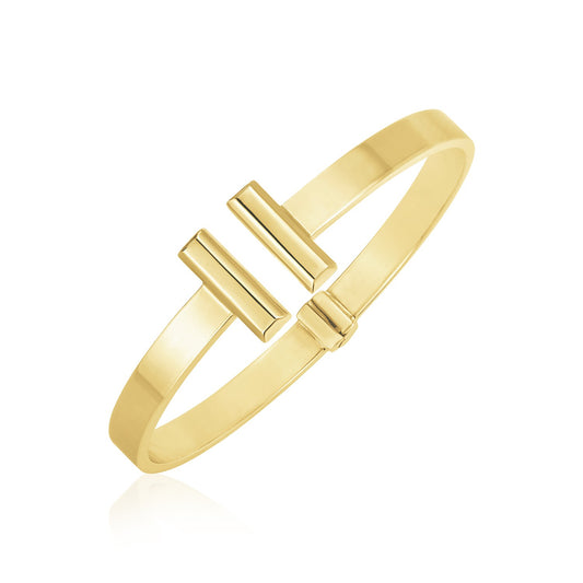 14k Yellow Gold High Polish Bar Cuff Bangle (6.00 mm) RCJ