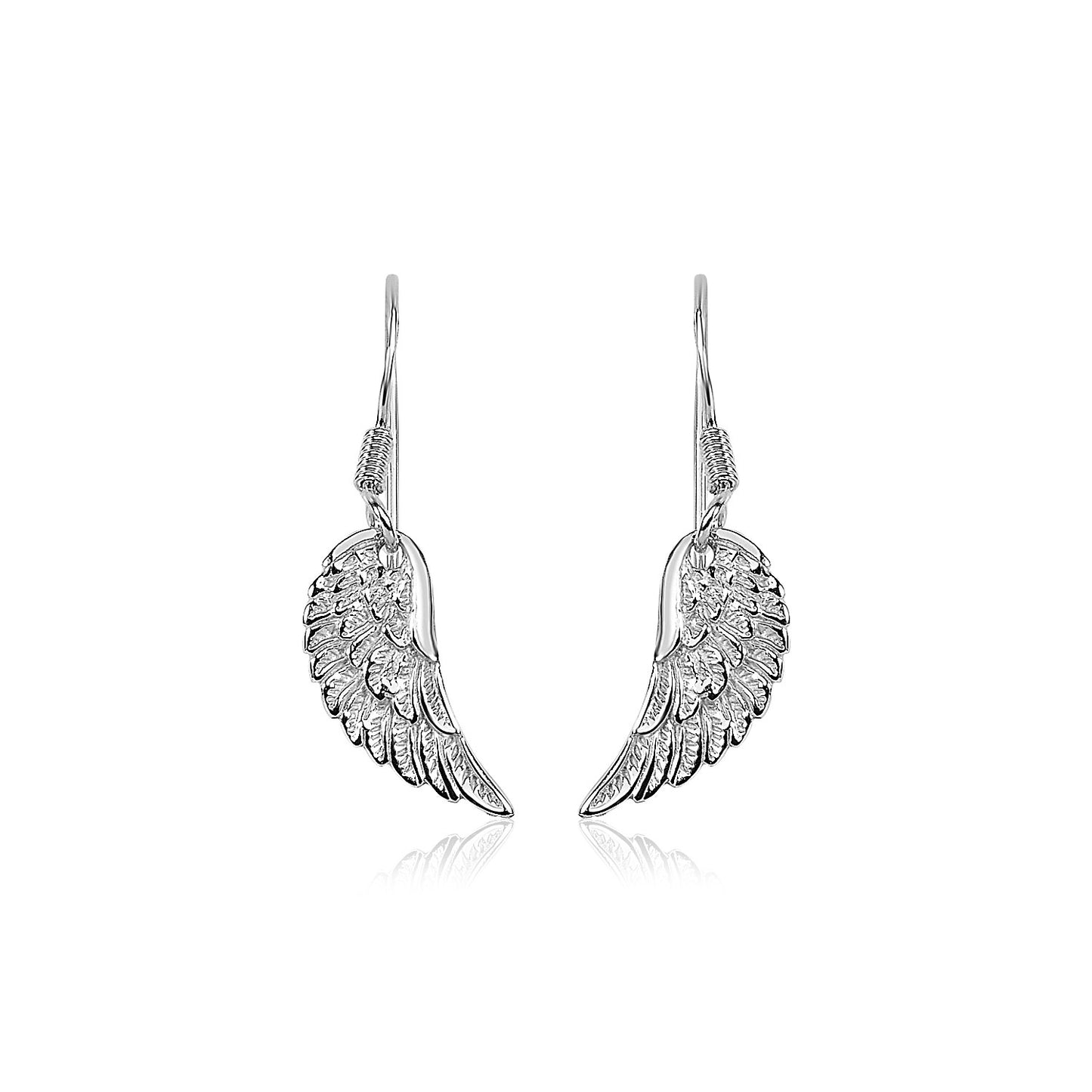 Sterling Silver Textured Angel Wing Earrings RCJ