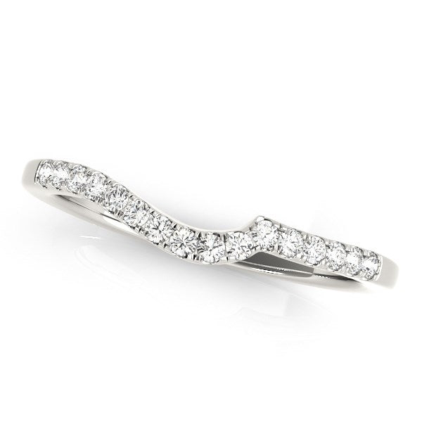 14k White Gold Curved Style Pave Diamond Wedding Ring (1/6 cttw)Monde Trend