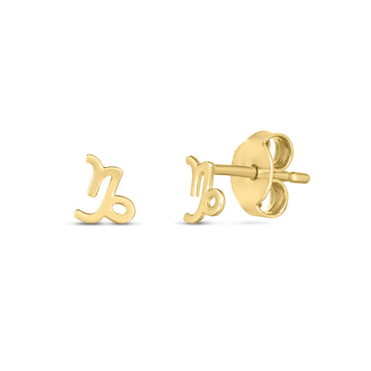 14k Yellow Gold Capricorn Stud Earrings RCJ