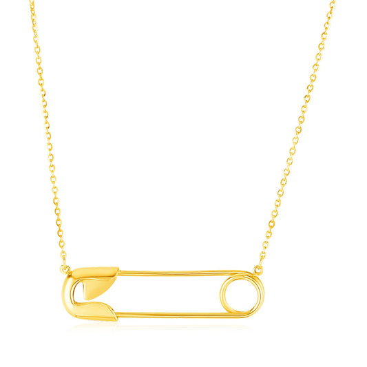 14k Yellow Gold Safety Pin Necklace RCJ