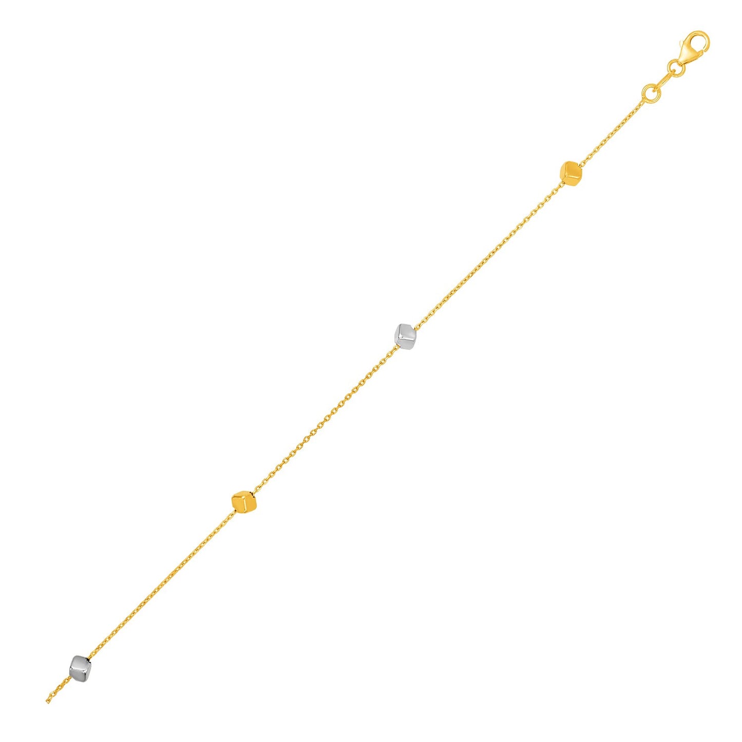 14k Two Tone Gold Bracelet with Polished CubesMonde Trend