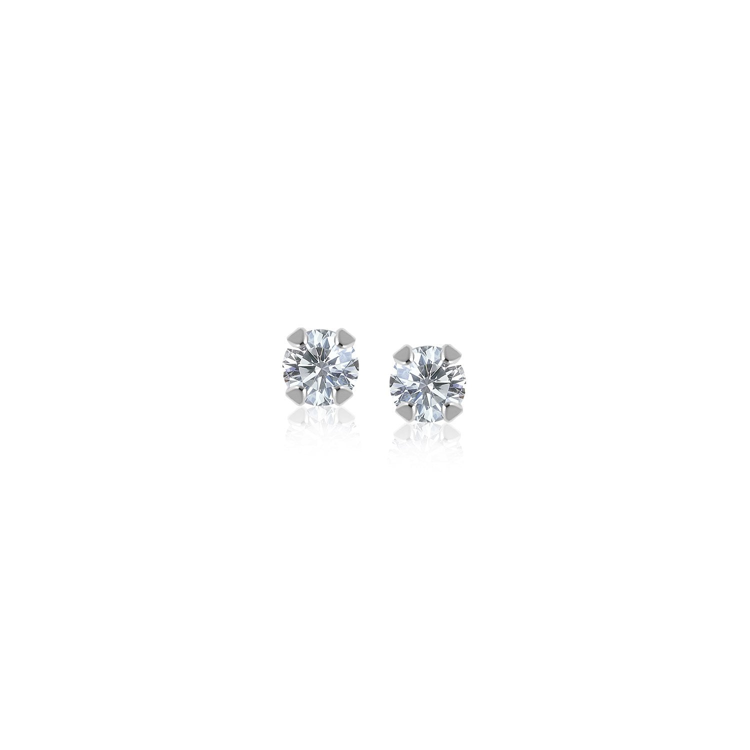 14k White Gold White Cubic Zirconia Stud Earrings(2mm) RCJ