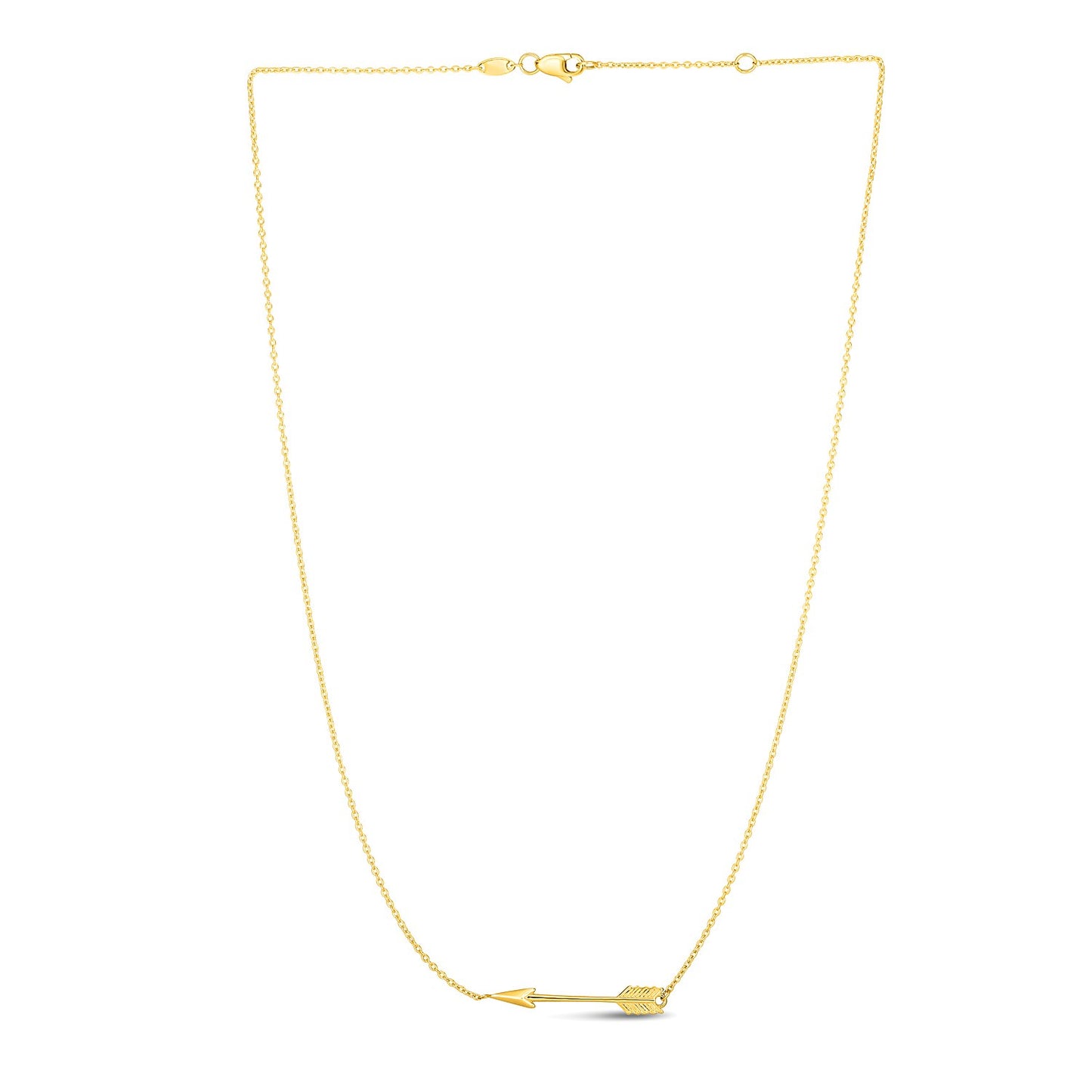 14k Yellow Gold Chain Necklace with Horizontal Arrow Pendant RCJ