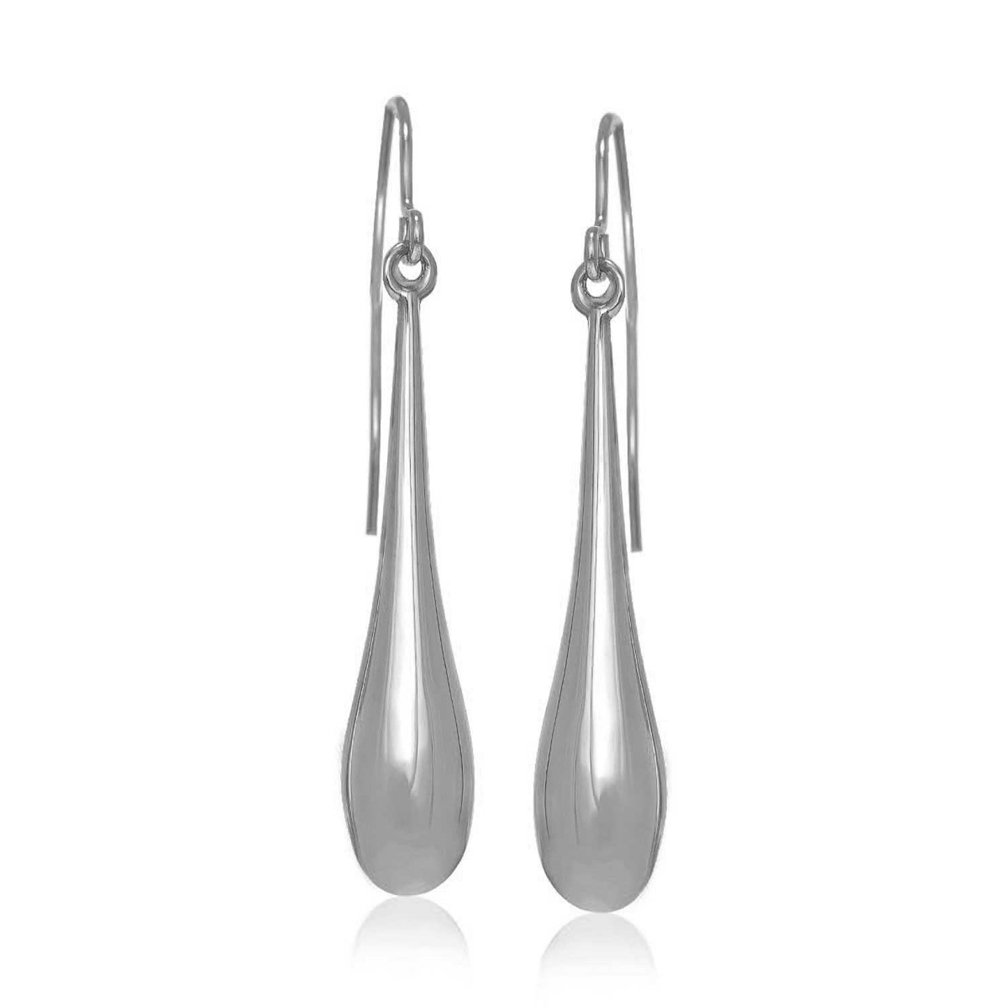 14k White Gold Long Polished Teardrop Dangling EarringsMonde Trend