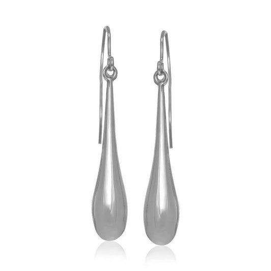 14k White Gold Long Polished Teardrop Dangling EarringsMonde Trend