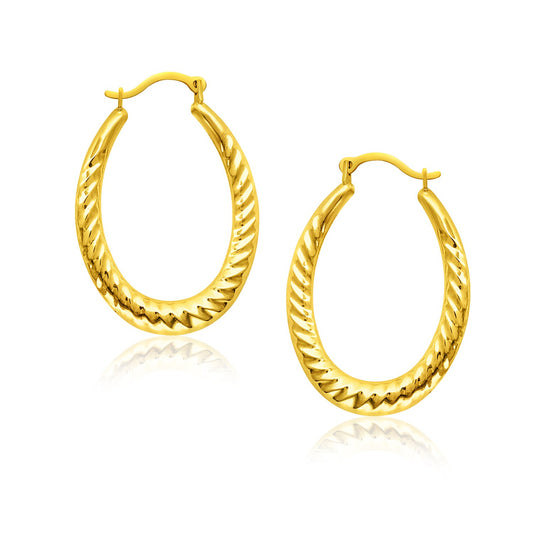 14k Yellow Gold Hoop Earrings with Textured Details RCJ