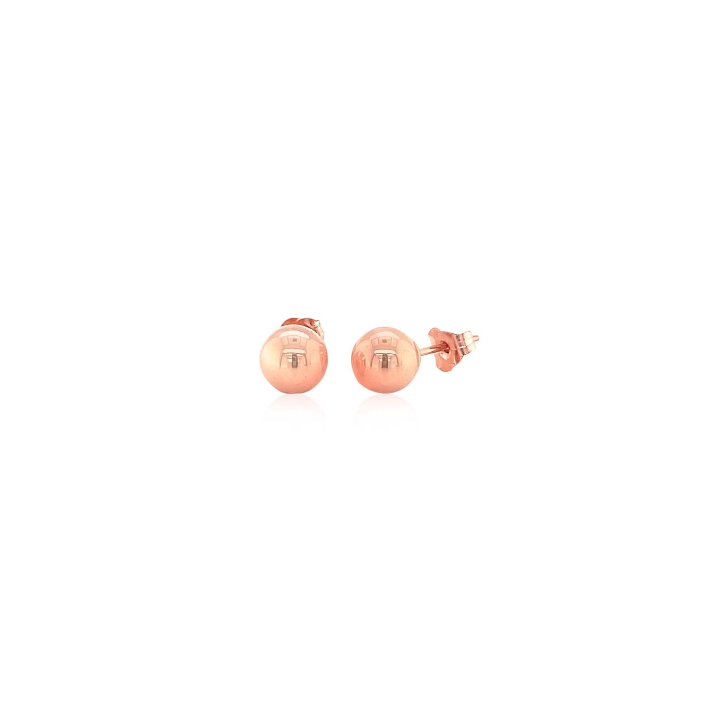 14k Rose Gold Classic Round Shape Stud Earrings (6mm)Monde Trend