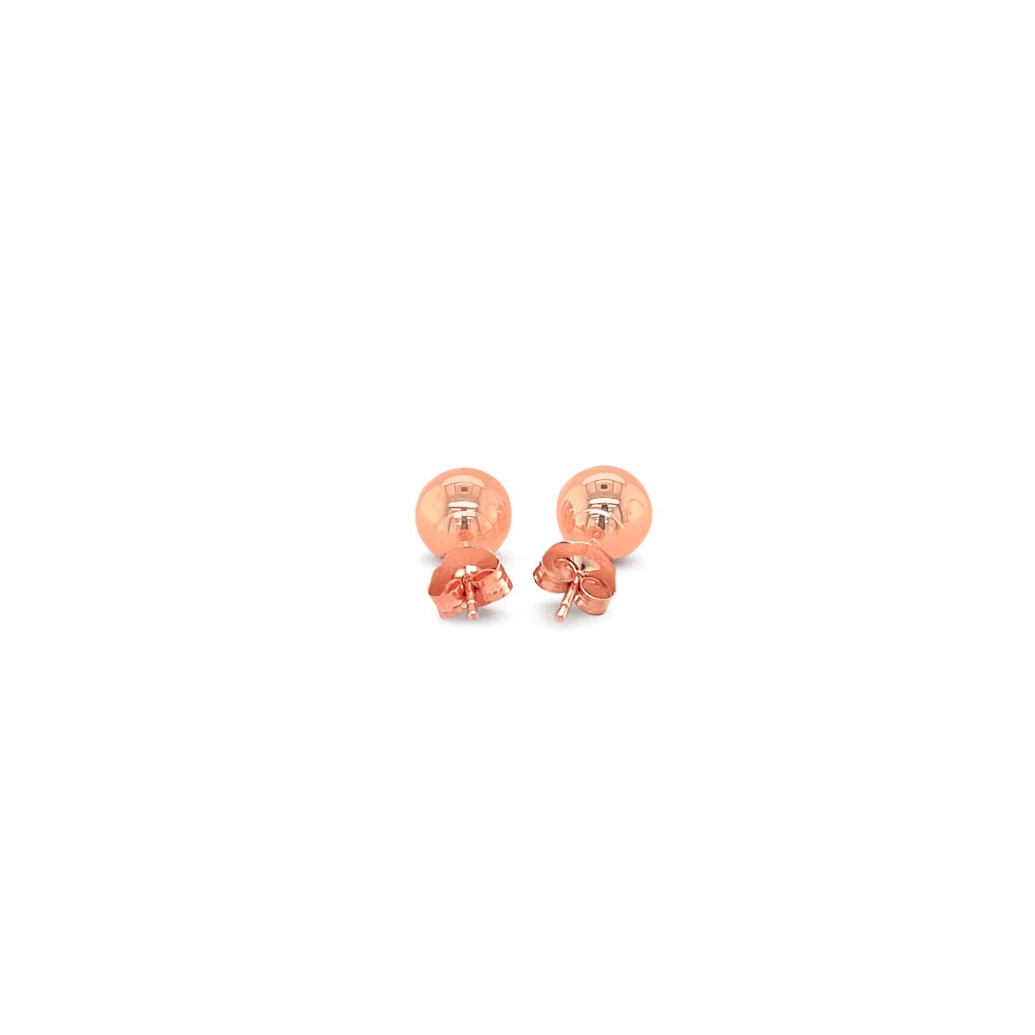 14k Rose Gold Classic Round Shape Stud Earrings (6mm)Monde Trend