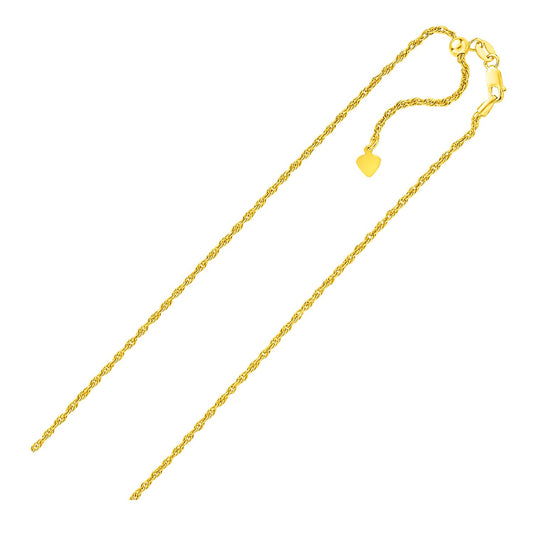 Sterling Silver in Yellow Finish 1.5mm Adjustable Rope Chain (1.50 mm) RCJ