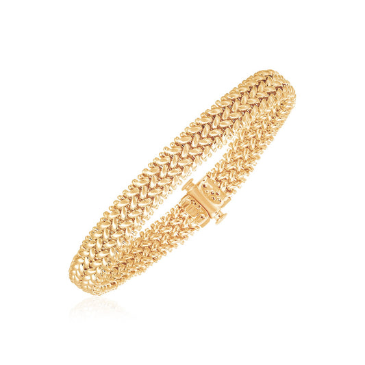 14k Yellow Gold High Polish Thick Braided Bracelet  (8.80 mm) RCJ