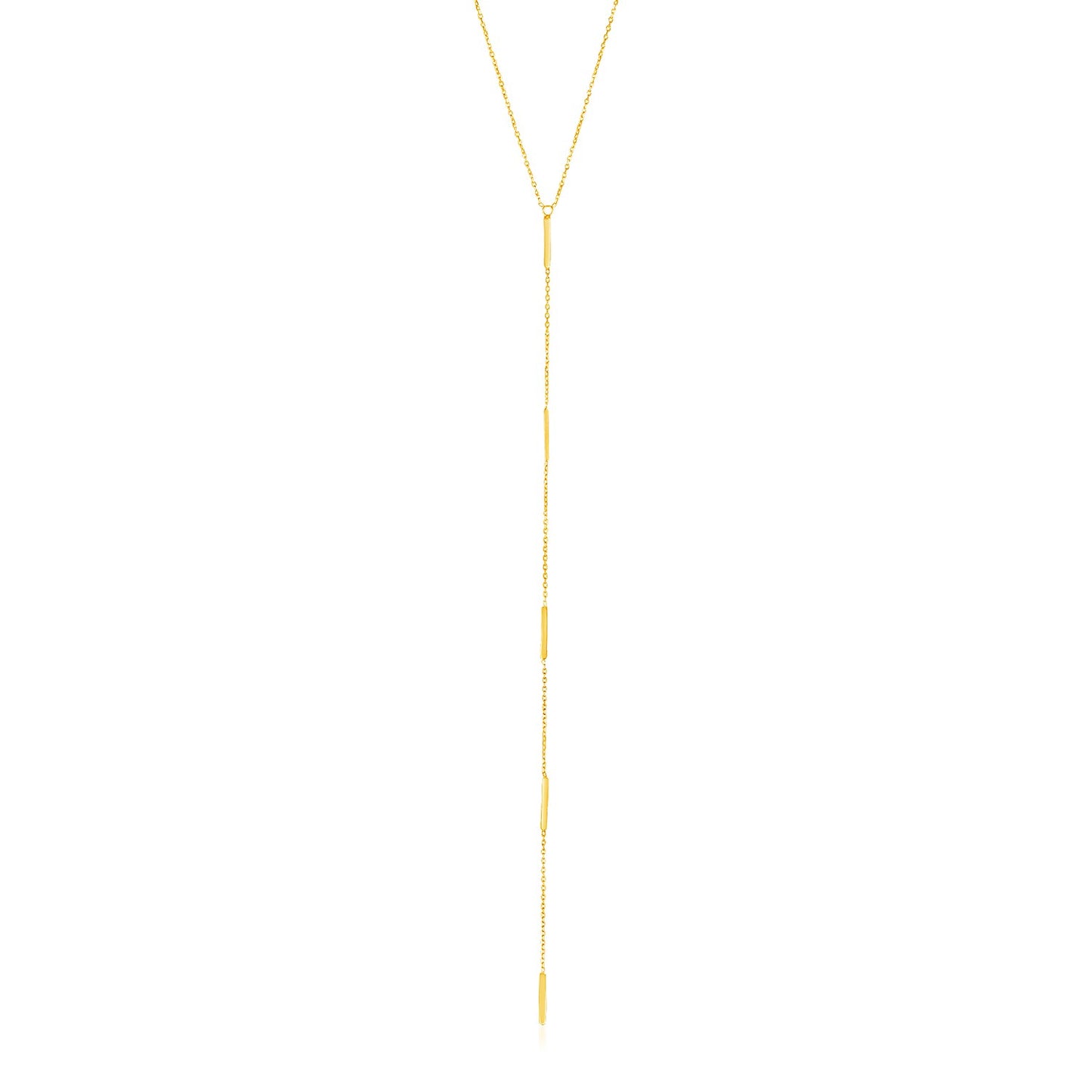 14k Yellow Gold Lariat Necklace with Small Polished Bars RCJ