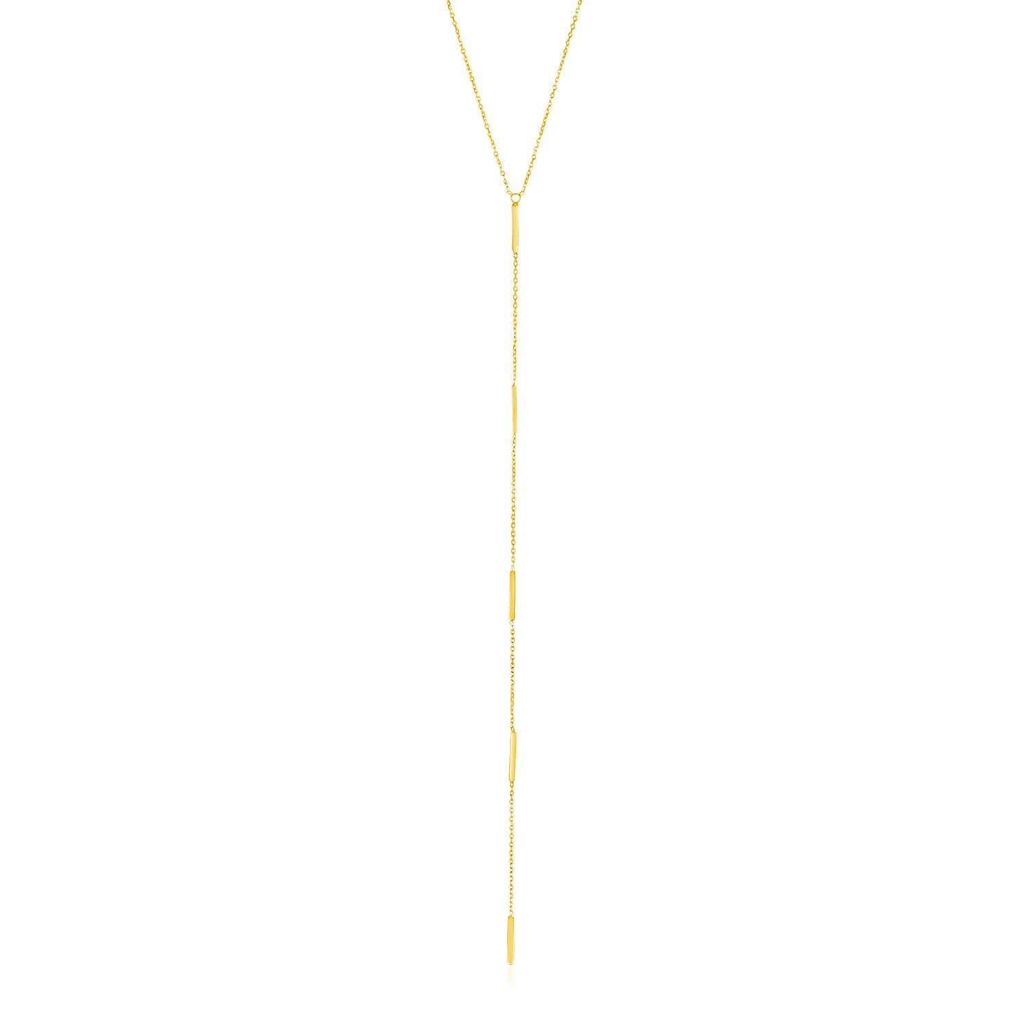 14k Yellow Gold Lariat Necklace with Small Polished Bars RCJ