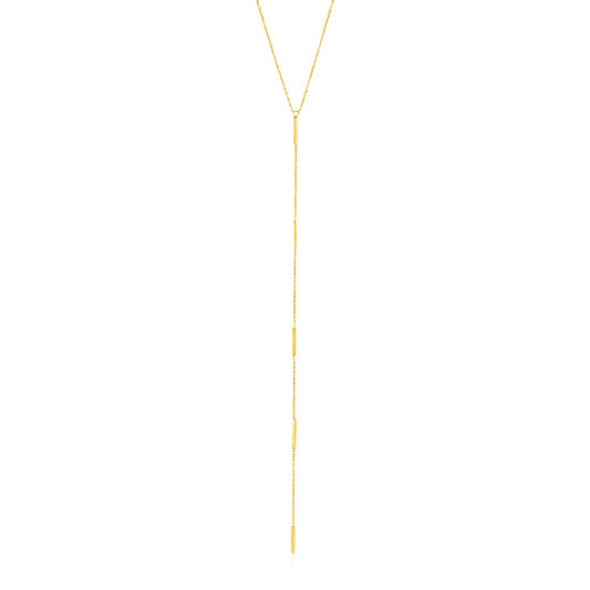 14k Yellow Gold Lariat Necklace with Small Polished Bars RCJ