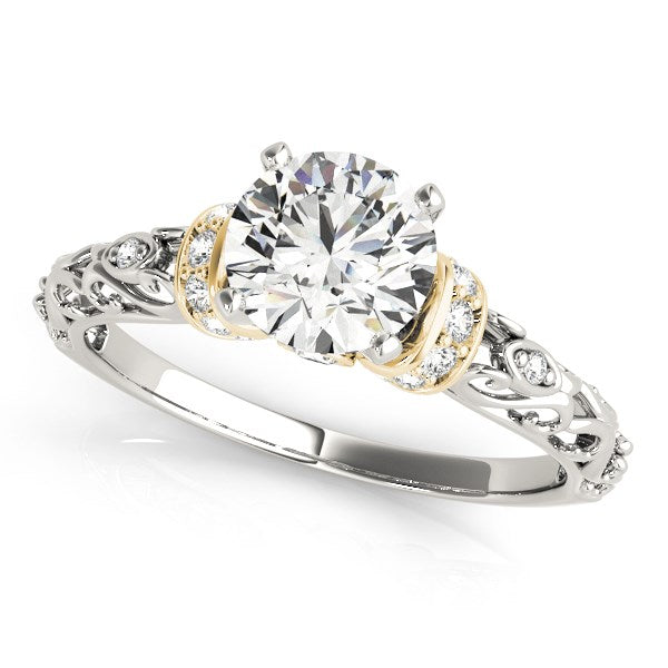 14k White And Yellow Gold Antique Style Diamond Engagement Ring (1 1/8 cttw)Monde Trend