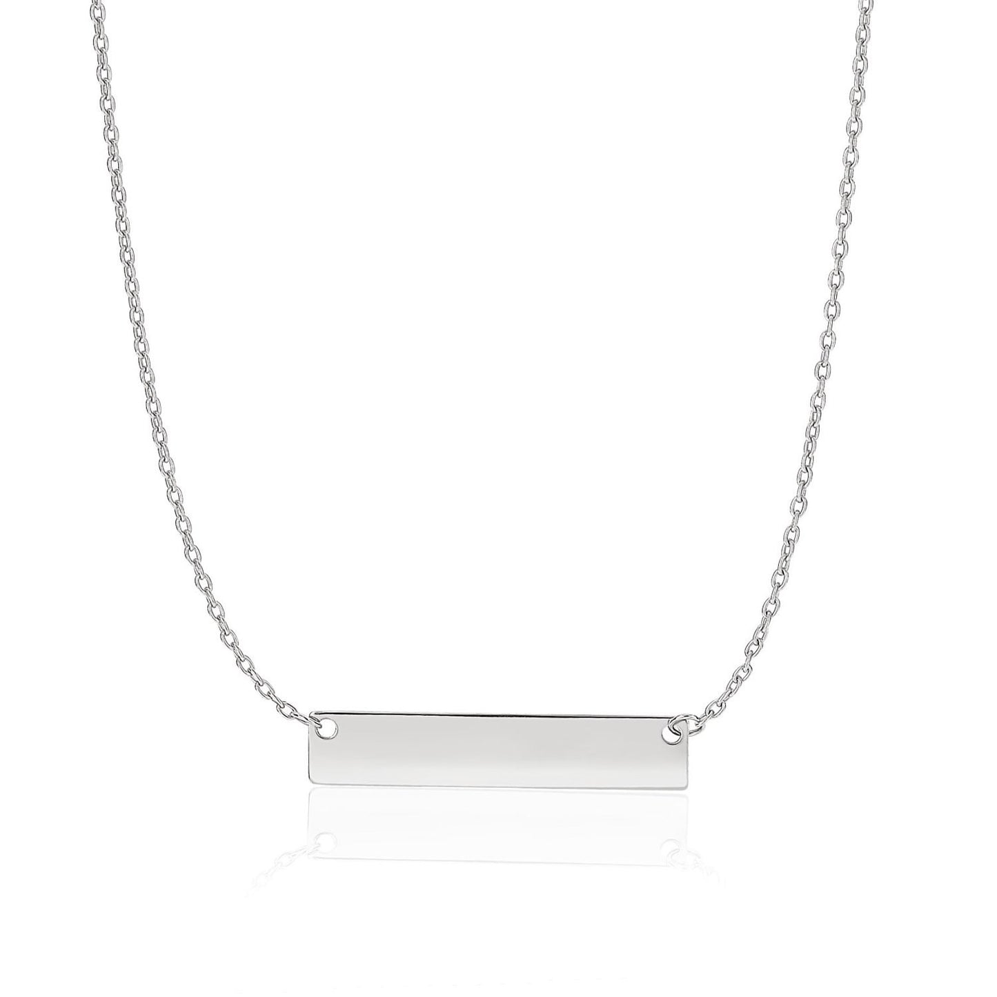 14k White Gold Smooth Flat Horizontal Bar Style Necklace RCJ