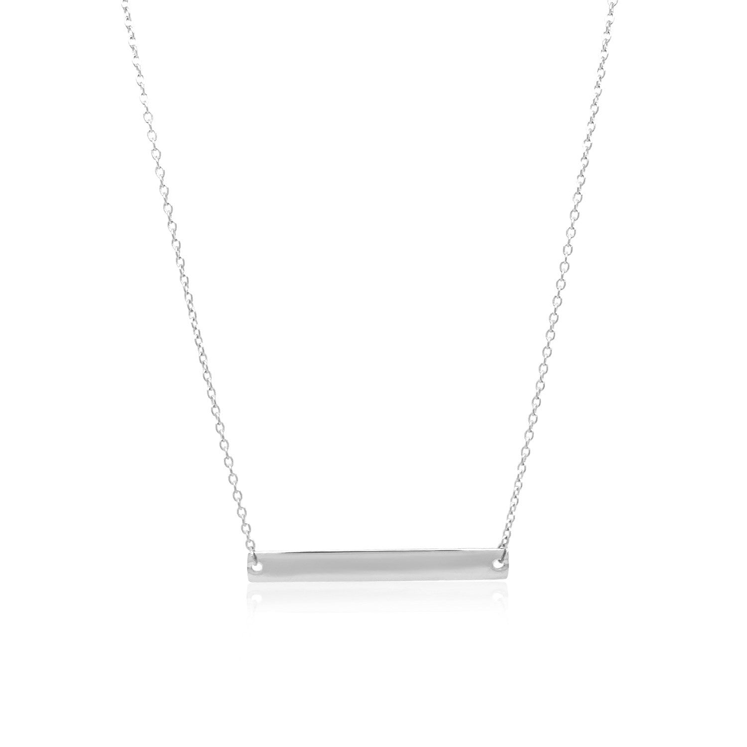 14k White Gold Smooth Flat Horizontal Bar Style Necklace RCJ