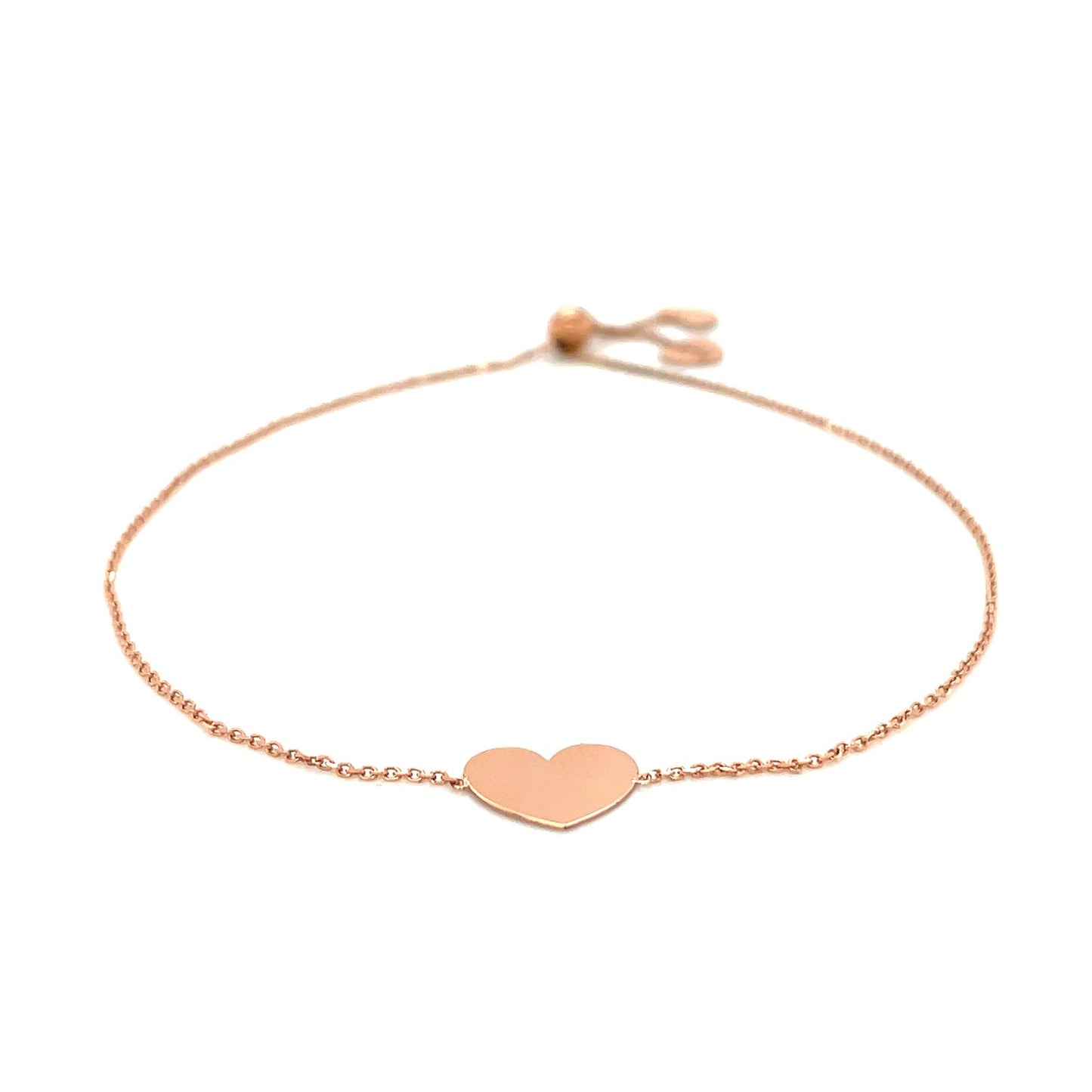 14k Rose Gold Adjustable Heart Bracelet (0.90 mm)Monde Trend