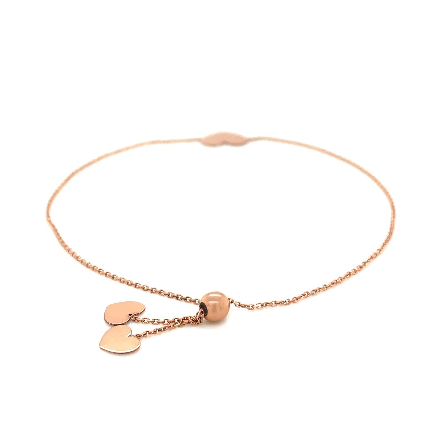 14k Rose Gold Adjustable Heart Bracelet (0.90 mm)Monde Trend