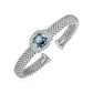 Popcorn Texture Cuff Bangle with Blue Topaz and Diamonds in Sterling Silver (8.00 mm) RCJ