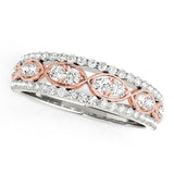 14k White And Rose Gold Doulbe Diamond Infinity Design Band (3/8 cttw)Monde Trend