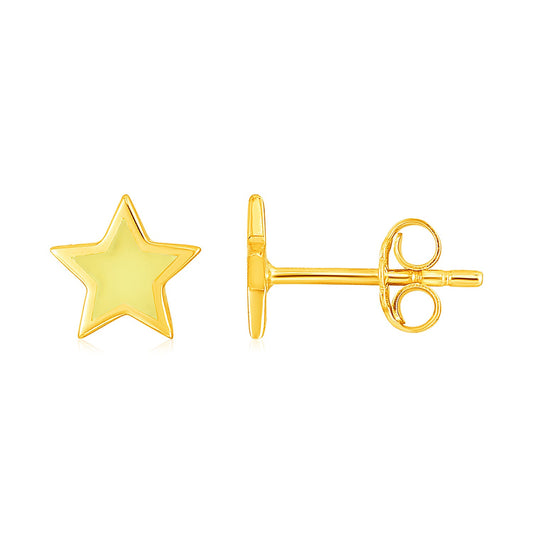 14k Yellow Gold and Enamel Yellow Star Stud Earrings RCJ