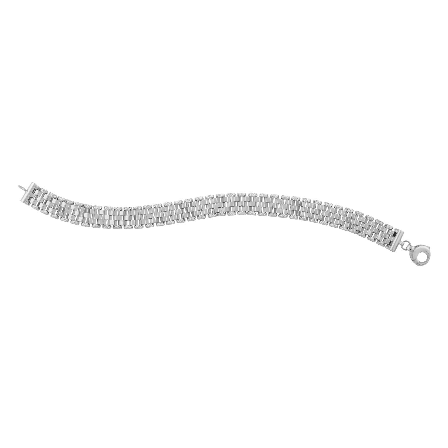 14k White Gold Faceted Panther Link Chain BraceletMonde Trend