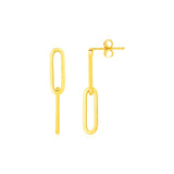 14K Yellow Gold Two Link Paperclip Chain Earrings RCJ