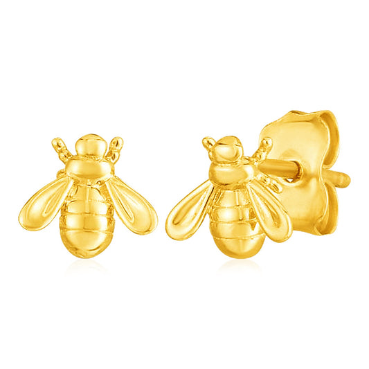 14k Yellow Gold Bee Stud Earrings RCJ