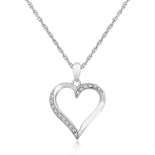 Sterling Silver Twisted Open Heart Diamond Accented Pendant (.04 cttw) RCJ