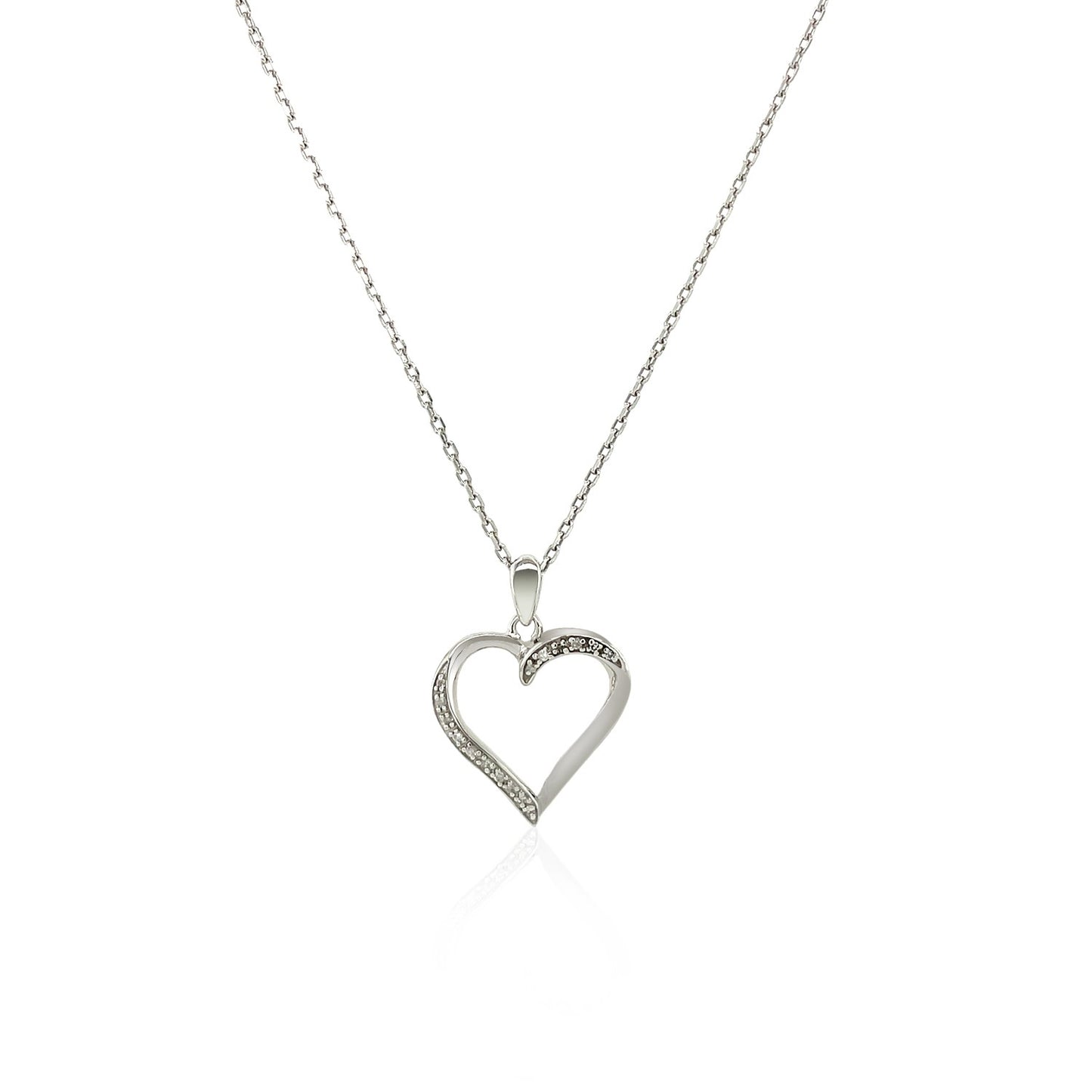 Sterling Silver Twisted Open Heart Diamond Accented Pendant (.04 cttw) RCJ